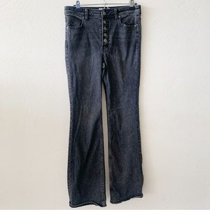 We the Free Button Fly Black Wash Free People Straight High Rise Women Jeans 30